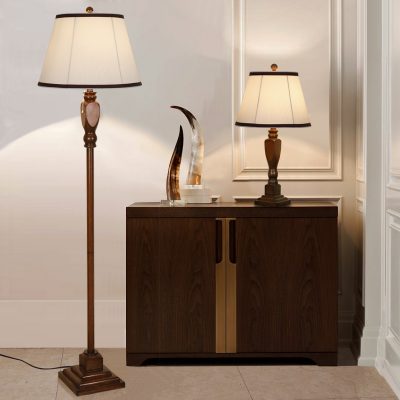 Đèn sàn óc chó với đồ nội thất bàn cà phê kiểu Mỹ retro phong cách Nhật Bản ánh sáng phòng khách sang trọng phòng ngủ đèn bàn dọc