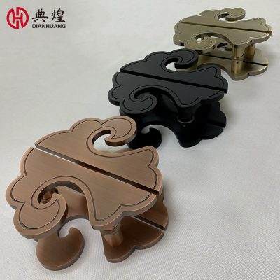 Tay nắm cửa nghệ thuật kiểu Trung Quốc mới tay nắm cửa kính cửa gỗ rắn tay nắm cửa khách sạn Tay nắm cửa phong cách Châu Âu hình bán nguyệt điểm đen