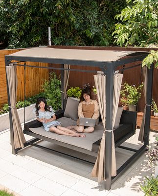 Giường xích đu. Xích đu giường có mái che nhập khẩu.