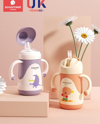 Cốc giữ nhiệt trẻ em Kechao có ống hút cốc mỏ vịt cho bé đa năng bé học cốc uống nước cốc uống nước ấm đun nước