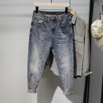 Chen Bangjia ▲ Ami kaki retro wash all-match quần jean nam chân nhỏ quần harem rộng rãi quần cao cấp