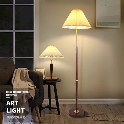Đèn sàn retro phòng khách thẳng đứng cao cấp ánh sáng gỗ rắn chắc sang trọng bầu không khí sang trọng đèn sofa phòng ngủ đầu giường đọc sách đèn bảo vệ mắt
