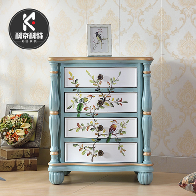 Bàn đầu giường phòng gỗ đặc kiểu Mỹ tủ nhỏ cạnh giường tủ để đồ bên cạnh tủ gỗ Địa Trung Hải bàn đầu giường phòng ngủ đơn giản