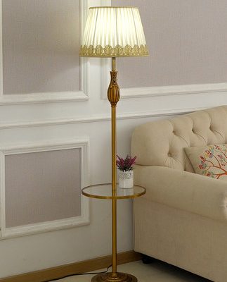 Ánh sáng Mỹ sang trọng đèn sàn pha lê phòng khách bàn cà phê Bắc Âu retro đèn sàn đồng phòng ngủ dọc đèn đầu giường