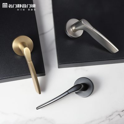 Cửa nổi tiếng khóa cửa im lặng trong phòng ngủ trong nhà Khóa cửa màu đen châu Âu với chìa khóa cửa gỗ rắn khóa đơn giản trong gia đình