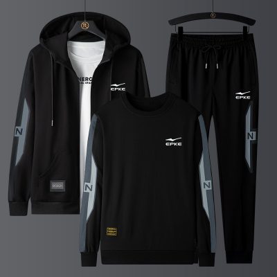 Hongxing Erke bộ đồ thể thao của nam giới mùa xuân cỡ lớn áo len có mũ trùm đầu áo khoác cardigan giản dị quần áo thể thao thủy triều ba mảnh