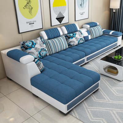 Sofa vải công nghệ căn hộ nhỏ đơn giản đồ nội thất hiện đại trường kỷ sofa phòng khách kết hợp cao su Bắc Âu bộ