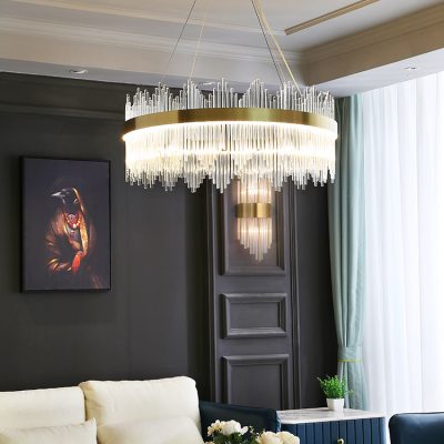 Ánh sáng đèn chùm sang trọng đơn giản phòng ngủ hiện đại pha lê toàn bộ ngôi nhà đèn trọn gói 2021 mới khí quyển kết hợp đèn phòng khách