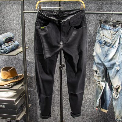 Sangu kapok cổ điển quần jean nam màu đen xu hướng phiên bản Hàn Quốc phù hợp tất cả các kết hợp quần tất mỏng chân thon gọn nam mùa thu