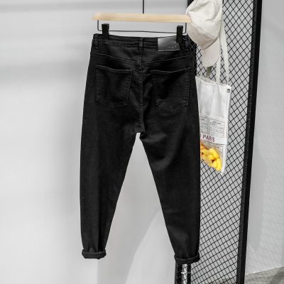 Chen Bangjia ▲ Màu đen nói chung rửa chân nhỏ quần jean lỏng lẻo của nam giới tất cả các trận đấu nhỏ thẳng chất lượng cao cộng với quần jean nhung