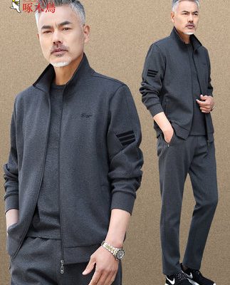 Chim gõ kiến bố mùa xuân và mùa thu bộ quần áo thể thao giải trí thương hiệu nổi tiếng 2022 Quần áo mùa xuân mới của đàn ông trung niên và cao tuổi