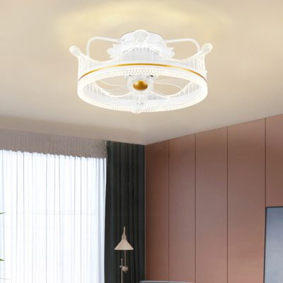 Bắc Âu quạt trần đèn quạt đèn vương miện nhà hàng phòng ngủ ánh sáng sang trọng lắc đầu quạt trần với đèn chùm quạt tất cả trong một