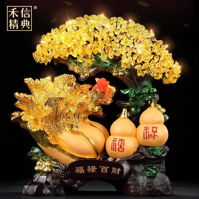 Cây tiền tài lộc ngọc bích bầu trang trí khai trương quà tặng pha lê cây tài lộc nhà phòng khách trang trí tủ rượu