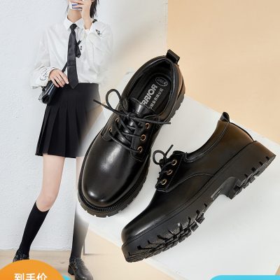 Kéo trở lại giày da nhỏ của phụ nữ Phong cách Anh 2022 mới mùa hè giày jk của phụ nữ mùa xuân giày đế dày màu đen giày lười
