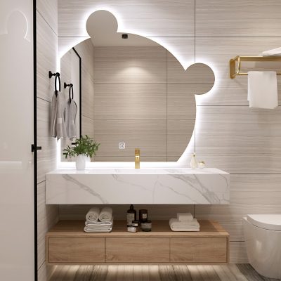 Chậu rửa tay kèm gương gấu nhập khẩu.