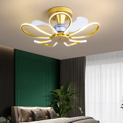 Ánh sáng đèn quạt trần sang trọng Đèn quạt trần Bắc Âu thông minh Tmall phòng ngủ gia tinh hiện đại tối giản quạt đèn chùm cánh hoa