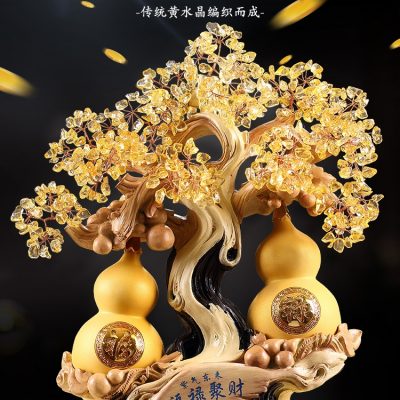Nguồn nghi lễ bầu cây pha lê may mắn đồ trang trí phòng khách nhà Fulu Jucai kệ Bogu trang trí khai trương quà tặng