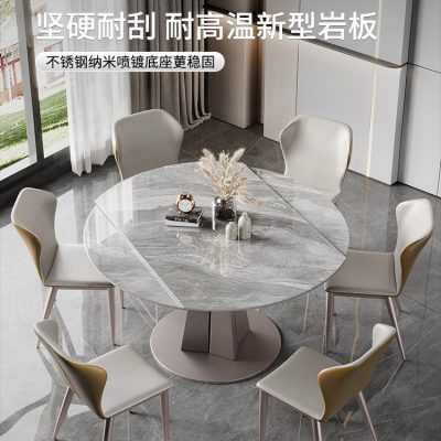 Bàn ăn tròn bằng đá phiến nhập khẩu.