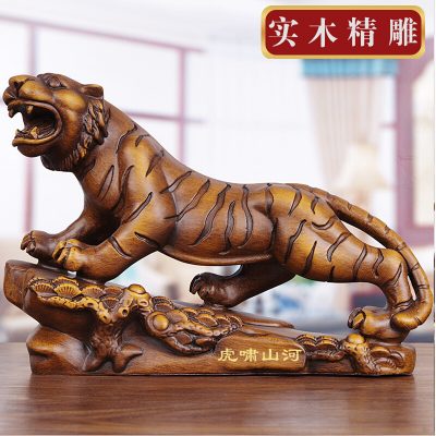 Gỗ chạm khắc hổ trang trí phòng khách tủ tivi trang trí nhà phố may mắn cung hoàng đạo hổ trang trí máy tính để bàn