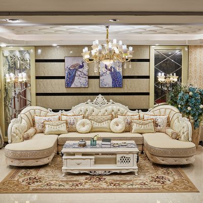Bộ sofa phòng khách sang trọng, phong cách Châu Âu hoàng gia.