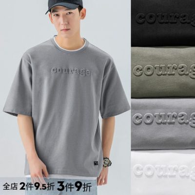 WOODSOON nam giới ngắn tay mùa hè cotton nặng thủy triều thương hiệu thư hàng đầu giản dị áo thun nam cổ tròn rộng rãi