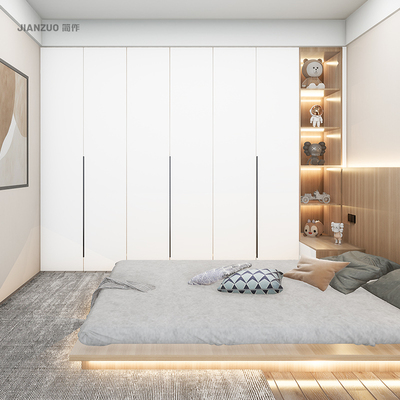 Đơn giản hiện đại siêu nhẹ sang trọng cửa xoay sang trọng áo choàng phòng ngủ làm theo yêu cầu phòng ngủ tổng thể tủ quần áo toàn bộ ngôi nhà nội thất tùy chỉnh