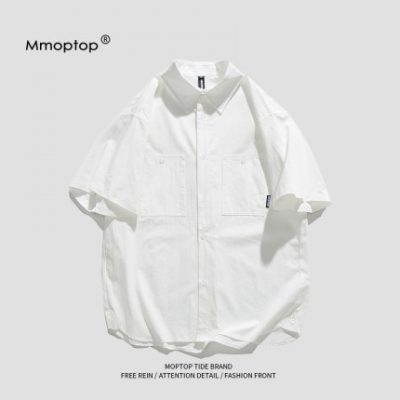 Mmoptop2022 mùa hè mới cặp đôi tất cả các trận đấu ngắn tay áo sơ mi nam in triều thương hiệu áo sơ mi giản dị áo khoác nam