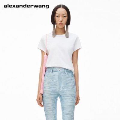 ALEXANDER WANG Biểu tượng của phụ nữ In Logo Bọt Áo phông Màu trắng