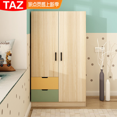 Tủ quần áo trẻ em hai cánh tủ quần áo nhỏ đơn giản hiện đại tối giản tiết kiệm tủ lưu trữ nội thất phòng ngủ chung cư nhỏ