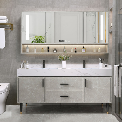 Đơn giản và hiện đại tủ chậu đôi một khối bằng đá phiến kết hợp ánh sáng sang trọng phòng tắm chậu rửa từ trần đến sàn chậu rửa