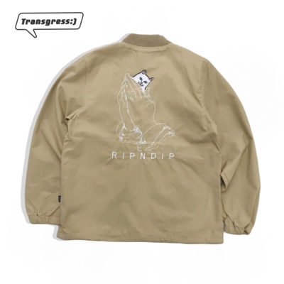 Xử lý mã hỏng của nam giới và phụ nữ áo khoác huấn luyện viên giản dị xu hướng ván trượt đường phố tay nhau cơ sở thêu mèo số lượng nhỏ