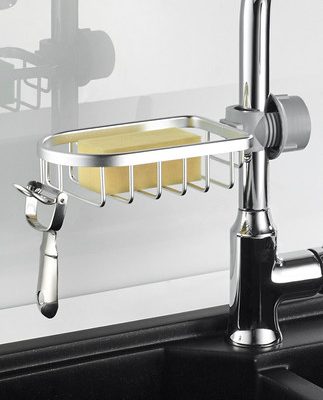 Vòi giá đỡ không gian nhôm có thể điều chỉnh nhà bếp dụng cụ rửa bát đĩa lưu trữ giá lưu trữ giá thoát nước