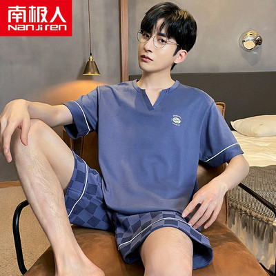 Nam Cực đồ ngủ nam mùa hè ngắn tay quần short cotton thanh niên phim hoạt hình mùa hè cộng với kích thước quần áo mặc nhà phù hợp với