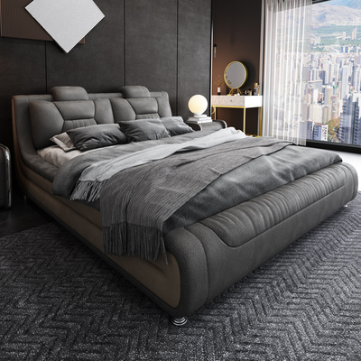 Giường vải tối giản hiện đại phòng ngủ vải công nghệ ba chống thấm 1,8m giường đôi giường chính phòng ngủ vải cotton và vải lanh mềm mại túi chất lượng đồ nội thất