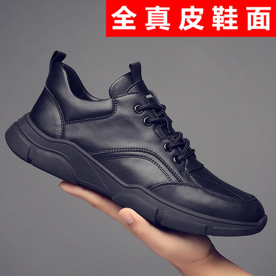 Giày công sở của nam giới Thường nhung mùa xuân Giày nam da dày đế dày Giày thể thao nam mùa xuân Tide Lớp da trên cùng