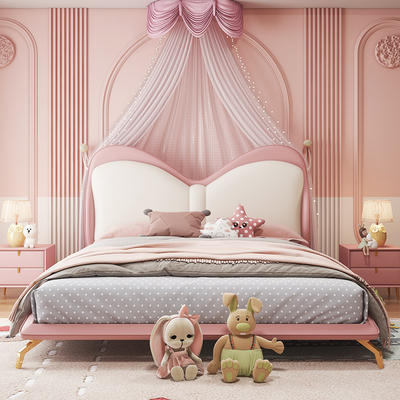 Butterfly giường trẻ em phần mềm cô gái 1,5 m 1,8 m giường lưới hiện đại màu đỏ giường công chúa màu hồng phòng ngủ suite nội thất