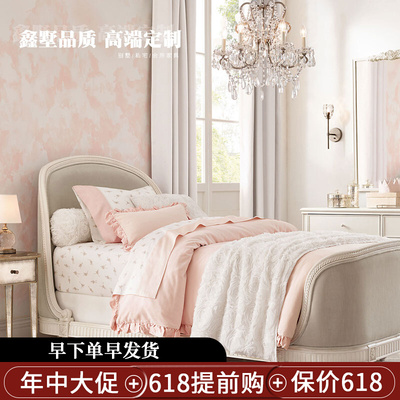 Giường trẻ em kiểu Pháp giường cho bé gái giường công chúa giường đơn tất cả bằng gỗ nguyên khối 1,2m cũi bé trai 1,5m nội thất phòng ngủ