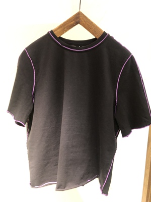 203 Hồng Kông thương hiệu ini ** thời trang xuân hè đơn giản và dễ phối đồ với áo thun nữ cổ tròn tay ngắn trẻ trung màu trơn