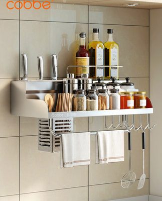Kabe giá nhà bếp treo tường giá treo dao không đục lỗ giá lưu trữ gia vị cung cấp đồ dùng cửa hàng bách hóa nhỏ