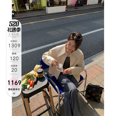 CC lông "áo khoác da Kulomi" mùa xuân mới nhập khẩu da nhỏ áo khoác da nữ áo khoác mùa xuân và mùa thu