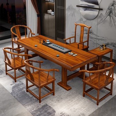 Bàn trà gỗ lớn kết hợp bàn ghế văn phòng phẳng sử dụng kép bàn trà kung fu bàn trà ấm đun nước tất cả trong một bàn cà phê