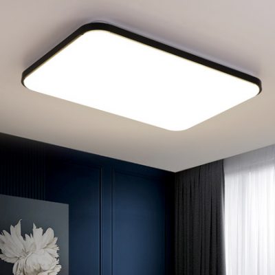 Bầu không khí đơn giản và hiện đại Bắc Âu Đèn phòng khách 1 mét nổi bật Đèn LED âm trần vuông gia dụng cao cấp nhôm đen bạc đèn trần phòng ngủ Tmall Elf thiết bị điều khiển điện thoại di động APP