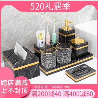 Phòng tắm bằng đá cẩm thạch tự nhiên vật dụng phòng tắm rửa bộ ánh sáng phòng tắm sang trọng bộ giữ bàn chải đánh răng khay đựng cốc nước súc miệng