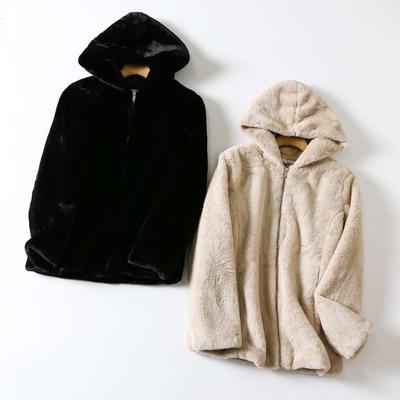 Vỏ Ba Giả Áo khoác có mũ trùm đầu bằng lông thú Thời trang của phụ nữ Áo khoác kim tuyến tinh tế Áo khoác dài tay E120429