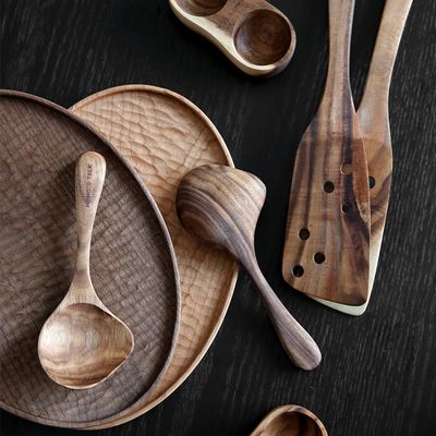 Mo Yu ins gỗ rắn gia đình dụng cụ nhà bếp thìa thìa thìa khay trứng đặt xẻng nấu ăn nhiệt độ cao