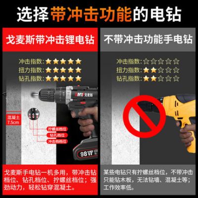 Máy khoan cầm tay gia đình có thể sạc lại máy khoan điện lithium công cụ quay máy khoan tác động đa chức năng máy khoan súng lục tuốc nơ vít điện đột lỗ