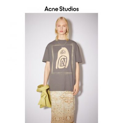 [Mới mùa xuân / mùa hè] Áo thun tay ngắn màu xám in hoa văn của Acne Studios dành cho phụ nữ AL0265-AFH