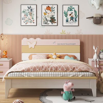 Giường trẻ em cô gái giường công chúa 1,5 mét căn hộ nhỏ gỗ rắn giường đôi cô gái một mét năm đồ nội thất phòng ngủ kiểu Bắc Âu