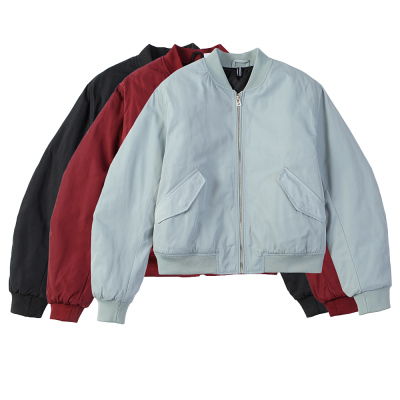 Ngoại thương ban đầu độc thân của phụ nữ có gân đứng cổ áo đồng phục bóng chày clip mỏng áo khoác bomber cotton áo khoác ngắn áo khoác ngắn tất cả các kết hợp quần áo cotton