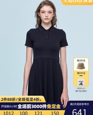 Hazzys Haggis 2022 mới dành cho phụ nữ mùa hè giản dị váy cotton ngắn tay phụ nữ váy Hàn Quốc